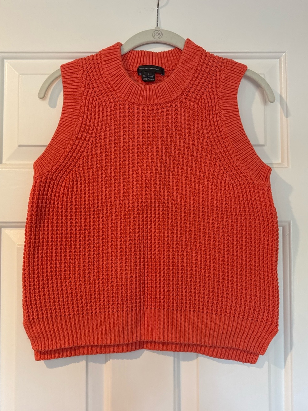 French Connection Chunky Knit Sleeveless Sweater Tank Coral Orange Small